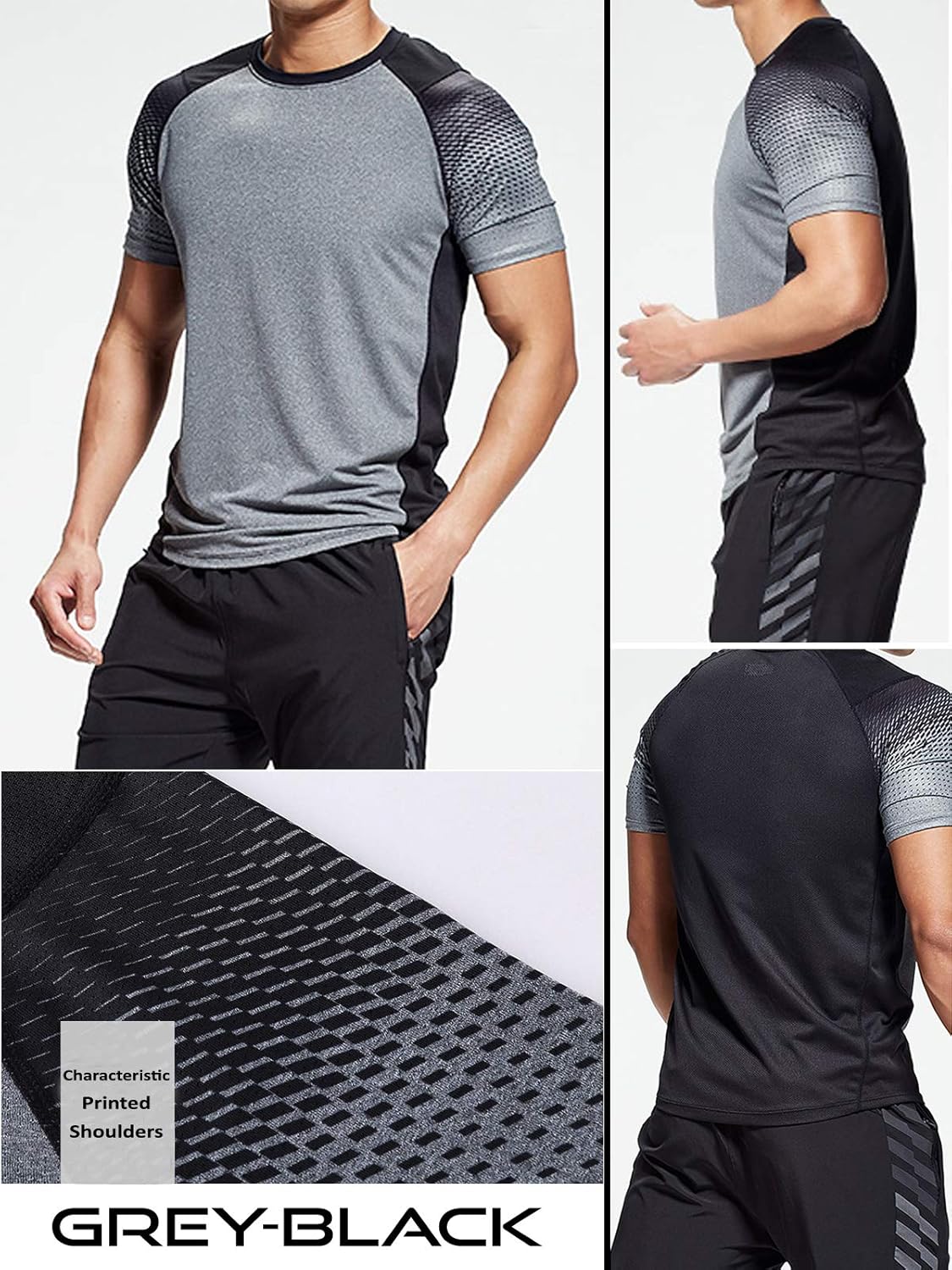 5 Pack Men’s Active Quick Dry Crew Neck T Shirts | Athletic Running Gym Workout Short Sleeve Tee Tops Bulk: Clothing
