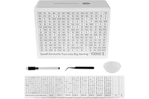 Janoiuc Money Saving Box, Wooden Coin Cash Bank with Counter & 8 Saving Challenge Targets, One Piece Designed Cash Vault Boxe