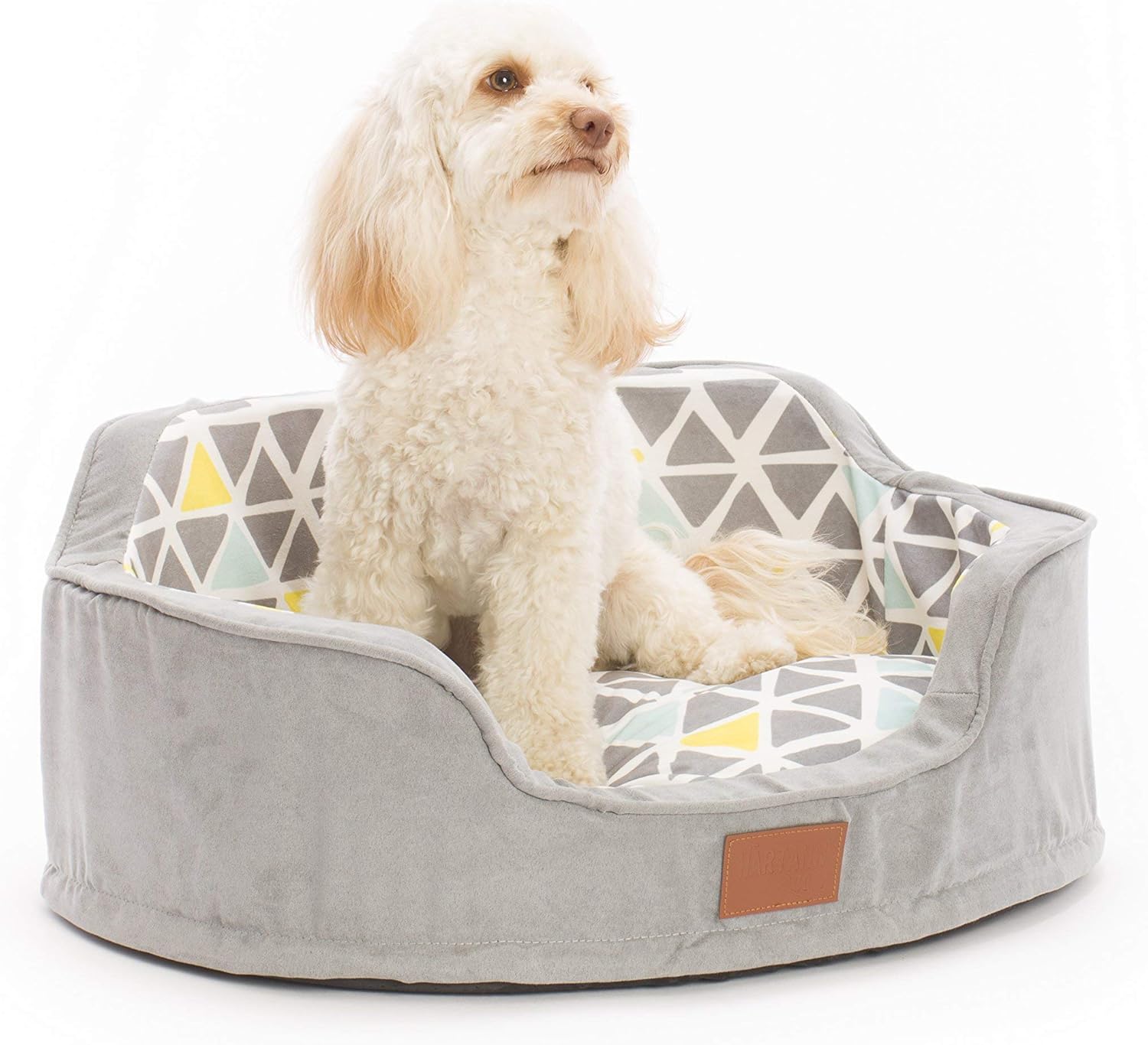 Hartann Ltd. Luxury Soft Snuggle Washable Dog Pet Oval Bed in Contemporary Grey Design with