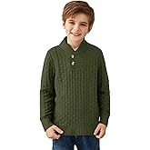 Arshiner Boys Crewneck Long Sleeve Textured Ribbed Edge Pullover Sweaters Button Up Knitted Sweater Tops