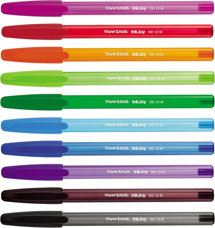 Paper mate 2077243 inkjoy 100st, canetas, ponta média 1,0 mm, cores fantasia variadas, pacote com 27