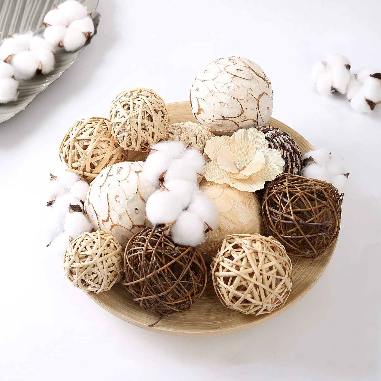 Ciroases Decorative Balls Assorted Spherical Rattan Twigs Wicker Balls Cotton for Bowl and Vase Filler Balls Spheres Orbs Filler Centerpiece Home Decor …: Home & Kitchen