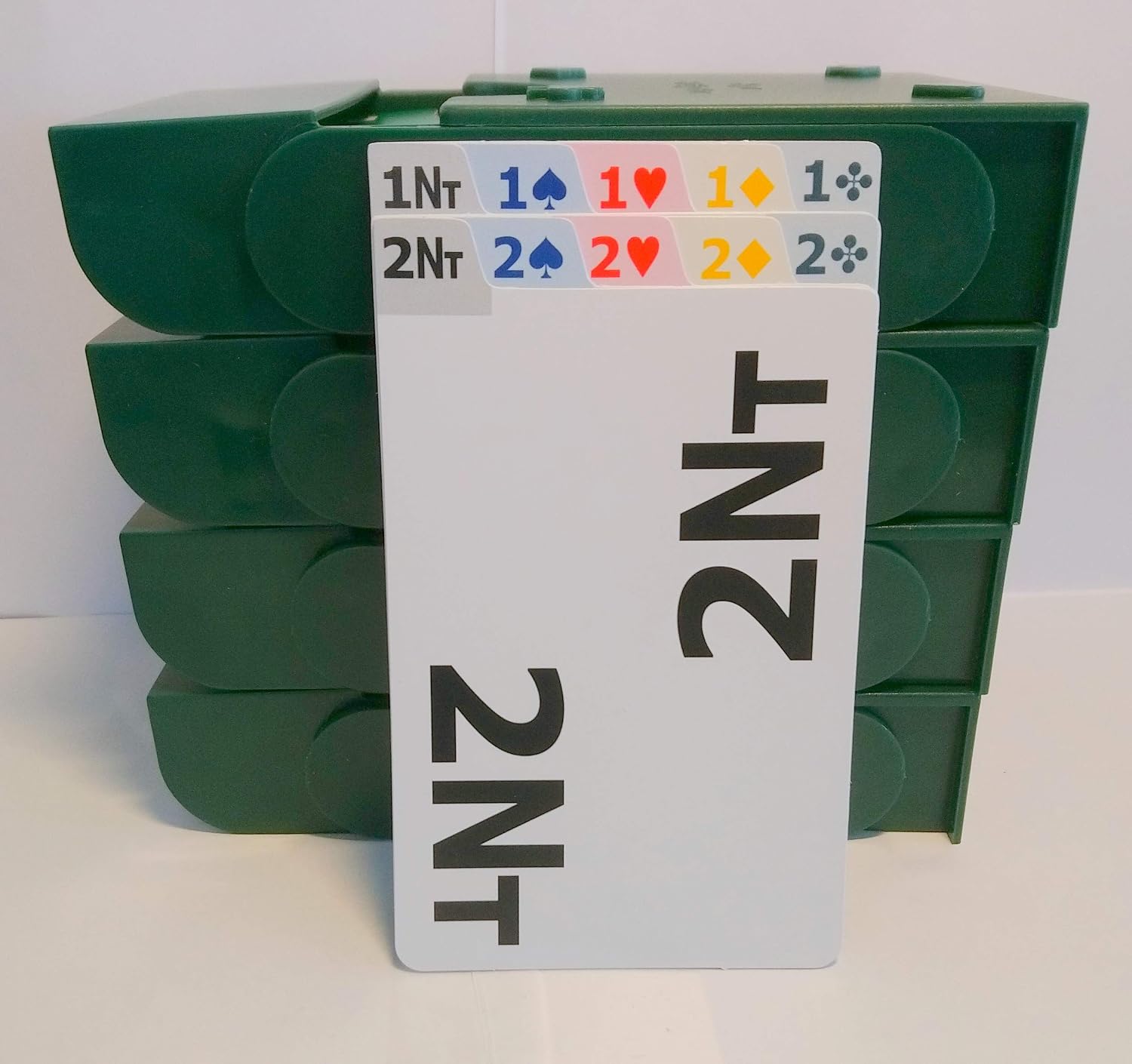 SuperBridgeBox - set of 4 with 100% plastic bidding cards (Green)-designed for both left AND right handed players - Image 4