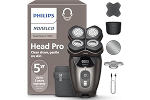 Philips Norelco Head Shaver Pro 9000 Series - Skull Shaver for Men and Women, 360° Flexing Head & ComfortCut Blades for Clean Shave, Gentle on Skin, Model HS9980/40