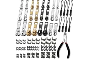 HARAQI 105 Pieces Zipper Repair Kit #3#5#8, Zipper Replacement with Install Plier for Repairing Coats, Jackets, Tents, Backpacks, Sleeping Bag, Luggage