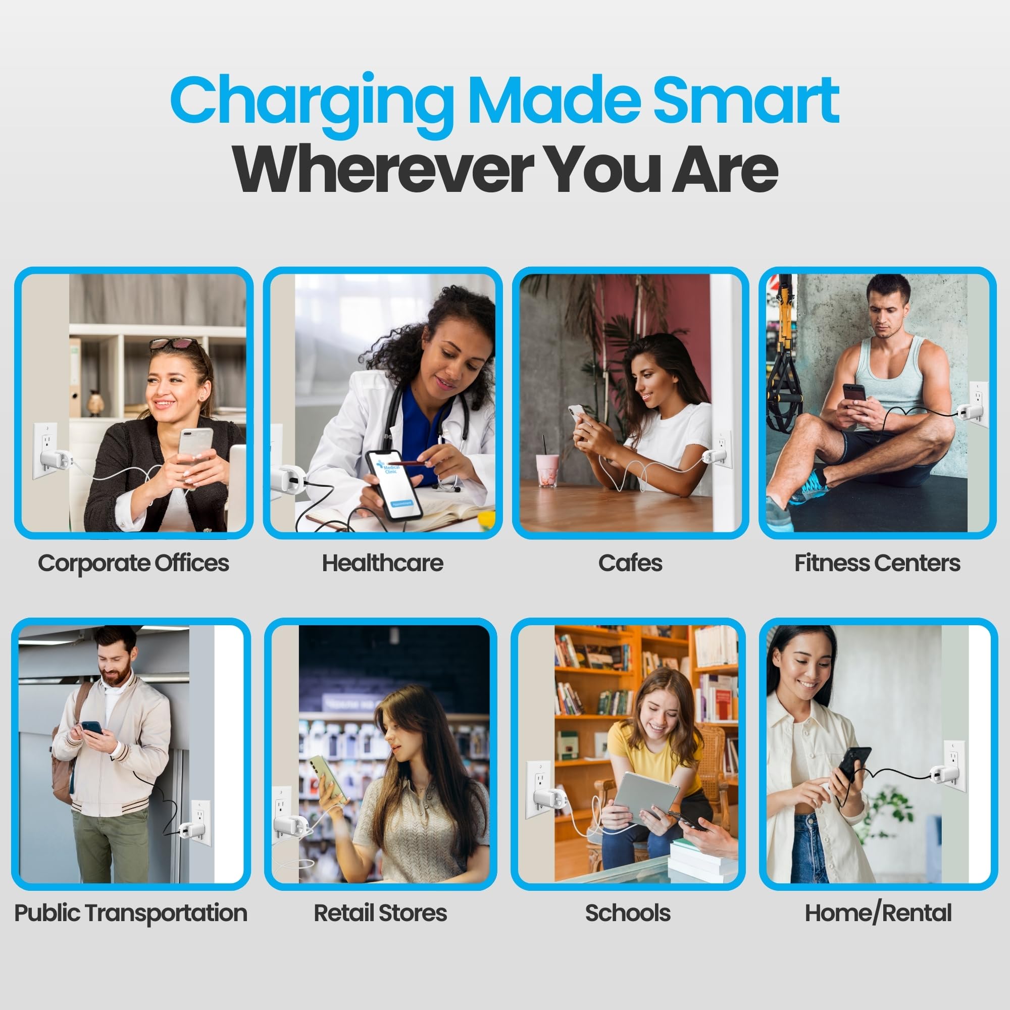 Lock Socket USB-C Fast Charger Lock- Anti Theft Chid-Safe. Firmly Secures iPhone Chargers from Unplugging w/Security Screw. for Apple iPhone 16/15/14/13/12/11/ X/MAX/XR, Made in USA