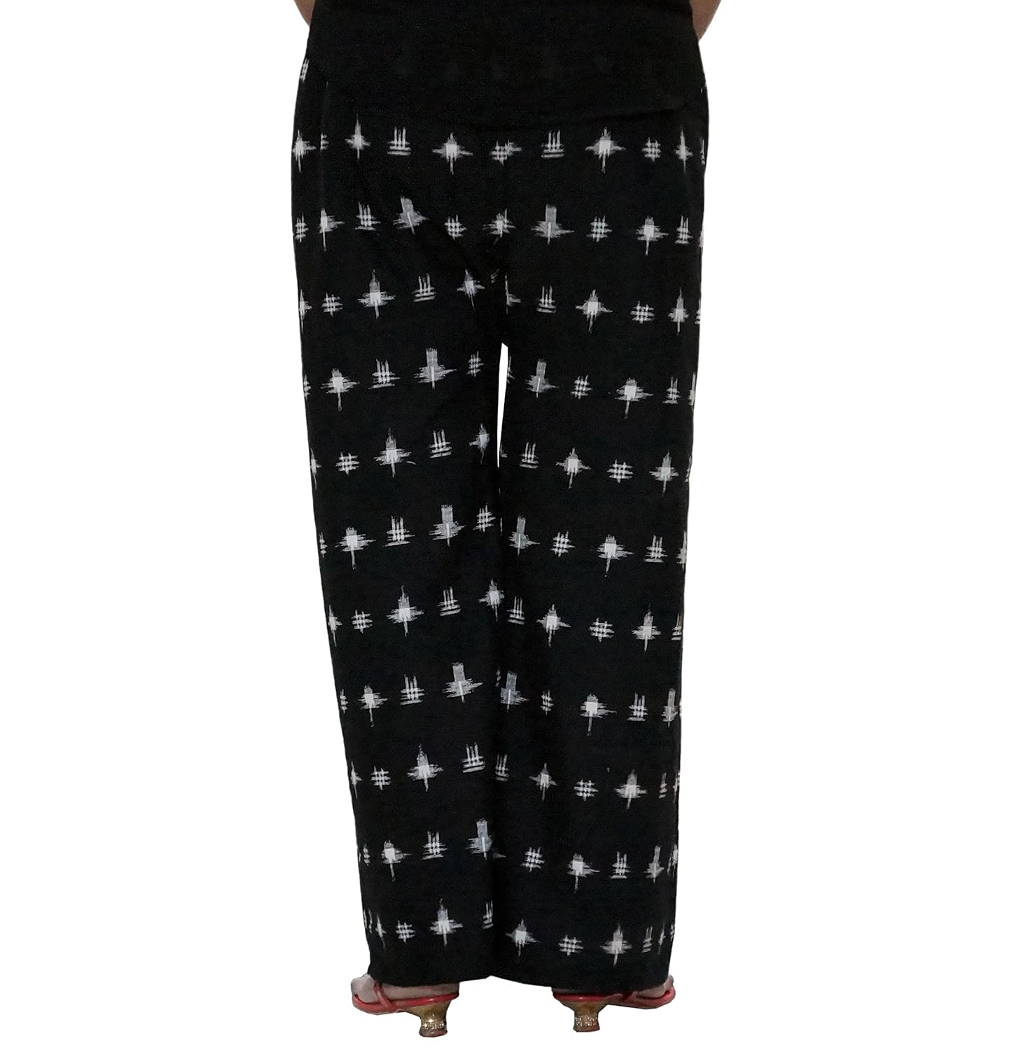 discountzila pure cotton black printed palazzo pants for women