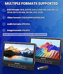 WONNIE 12" Dual Car DVD Players Portable DVD