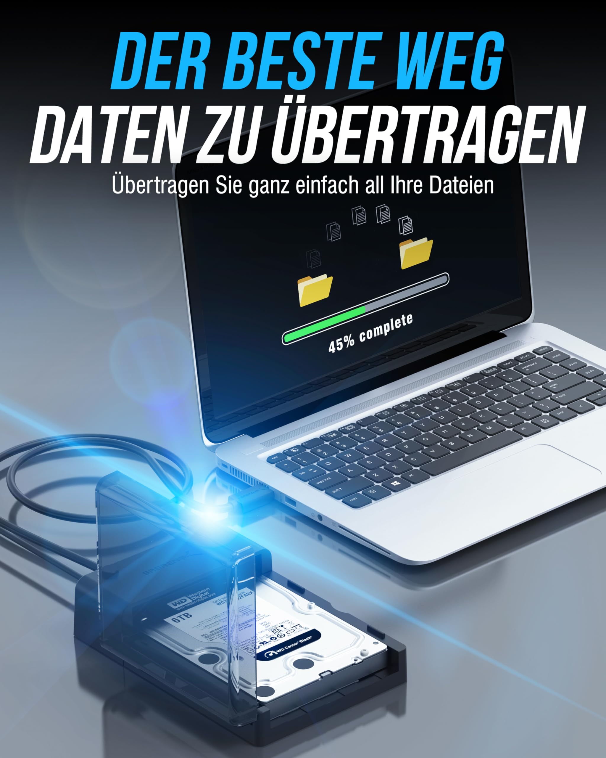 SABRENT Festplatten Dockingstation für 2,5''/3,5'' SATA HDD & SSD USB-A 5Gbps – Externes Festplattengehäuse USB 3.0 – Docking Station ohne Festplatte (EC-DFLT) 4