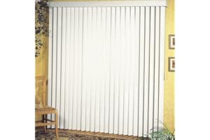 ACHIM Vertical Hard Window Patio Blinds - White, 84" L x 78" W Ribbed & 3-1/2-Inch Vane - Easy Installation for All Patio Doors, Hardware Included - Aluminum Track for Durability, Anti-Static Slats