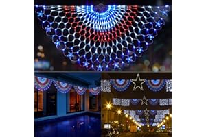 DDMY American Flag Lights with 243 Super Bright LEDs - Waterproof Patriotic Lights for 4th of July, Memorial Day, Independence Day & Yard/Garden Decor