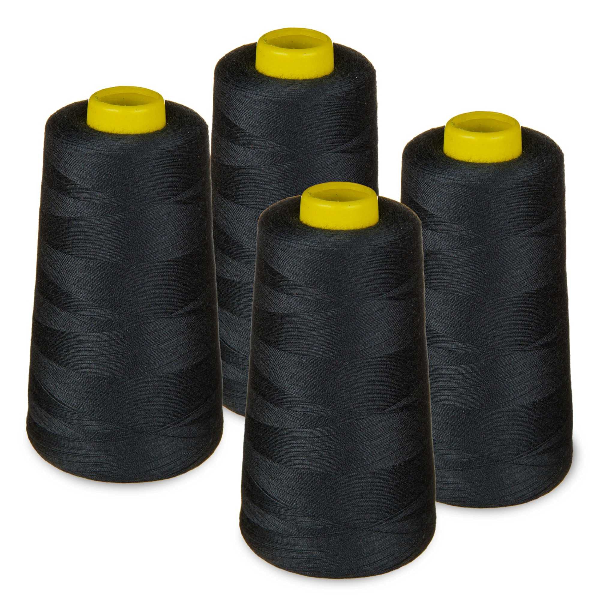 4 x Cones overlocking Thread 40S/2, 3000 Yards (325 Black)