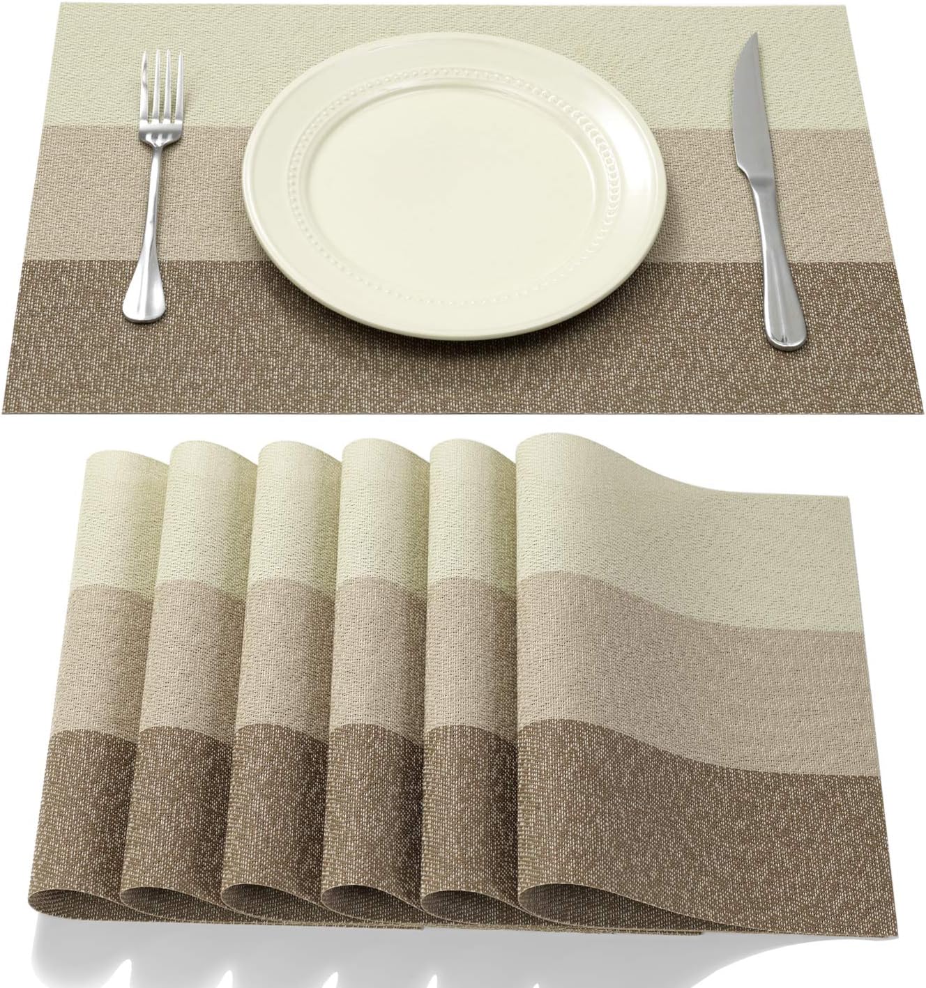 HOMEAMY 6 PCS Placemats for Kitchen Dining Table Mat Woven