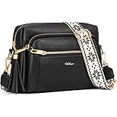 HILAEX Small Leather Crossbody Bags for Women Anti theft Purses and Handbag Shoulder Hangbag with Wide Strap Tassel