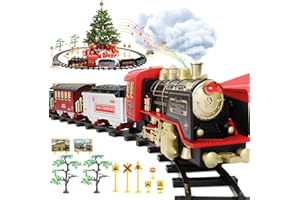LZZAPJ Train Set for Boys 3-5,Electric Train Tracks Set for Toddlers 2-4 Year Old,Christmas Train Sets for Around The Tree with Smoke, Light & Sounds, Christmas Toy Gifts for Kids Girls Ages 4-8