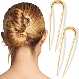 Kitsch French Hair Pins for Women Gold 2pc Updo Chignon Hair Fork