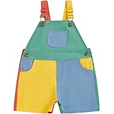 Gaono Toddler Baby Girl Boy Overalls Romper Sleeveless Color Block Striped Jumpsuit Shorts Suspender Shortalls Summer