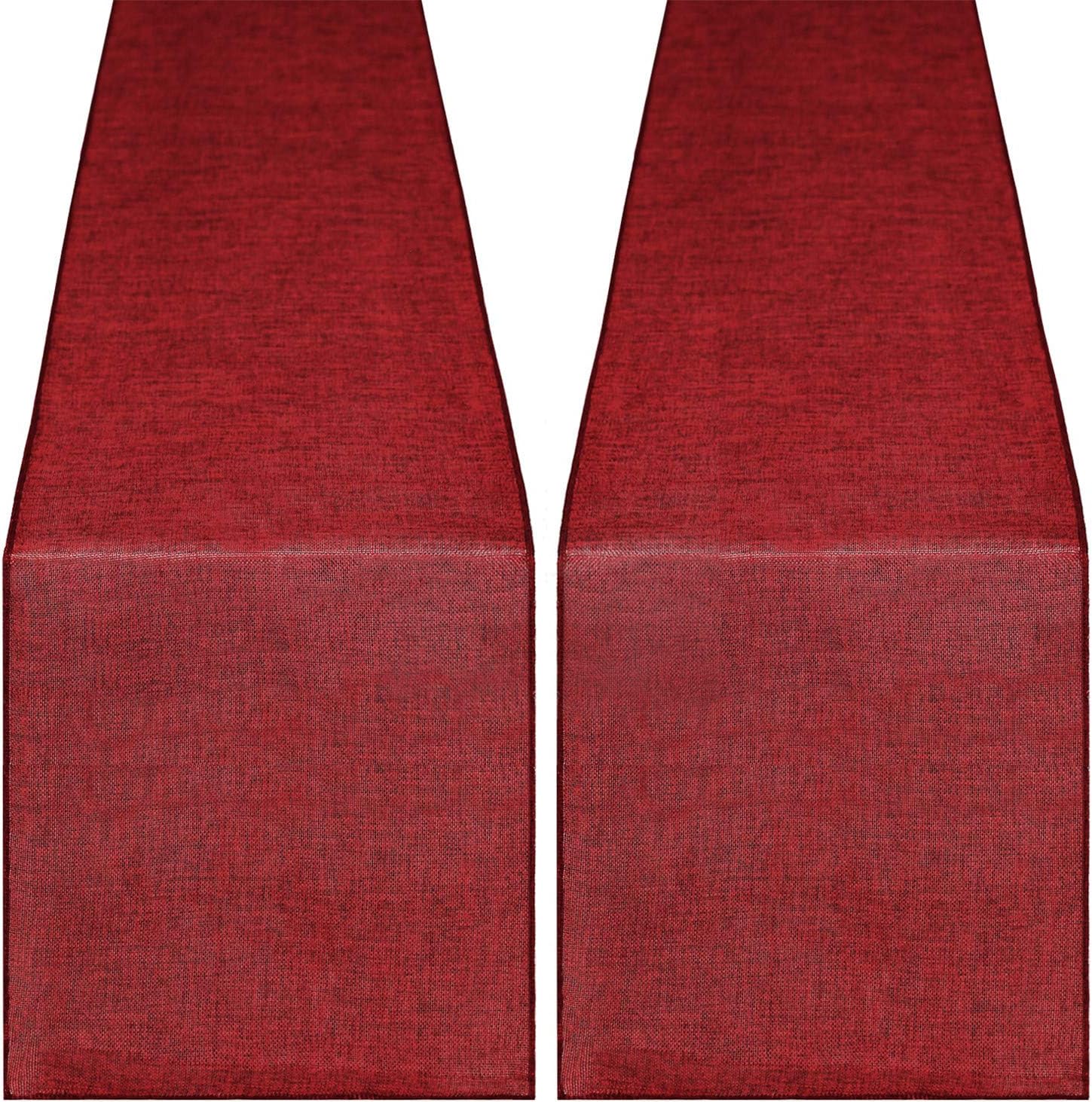 SoarDream Burgundy Burlap Table Runner 2Pieces 13x108 Inches Rectangle