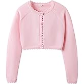 LIBREDGE Girls Cardigan Sweater Long Sleeve Uniform Cropped Cardigan Casual Kids Cardigan for Little Girls