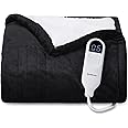 Bedsure Heated Blanket Electric Throw - Soft Flannel Electric Blanket, Heating Blanket with 4 Time Settings, 6 Heat Settings, and 3 hrs Timer Auto Shut Off (50x60 inches, Black)