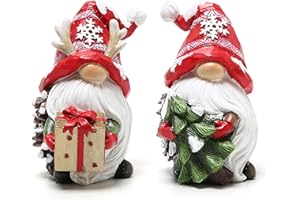 Hodao Christmas Resin Gnomes Handmade Christmas Resin Gnomes Holiday Present, Winter Table Christmas Tree Decorations Indoor and Display on Mantel or Window Sill
