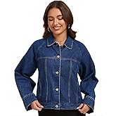 ZMTUO Women's Denim Jacket Long Sleeve Button Washed Jean Western Oversized Jackets Trucker Coat