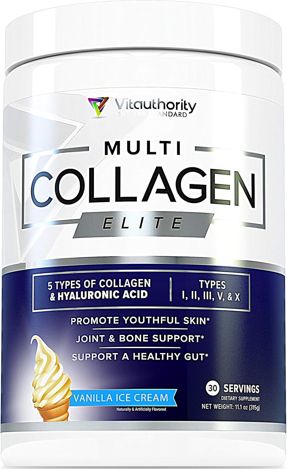 Multi Collagen Elite Vanilla Ice Cream Collagen Protein Powder Multiple Source GrassFed
