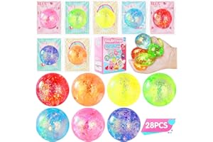 HOPIHY 28 Pack Valentines Day Gifts for Kids, Kids Valentines Day Cards with Stress Ball, Valentine Gift Exchange Squeeze Relief Balls Fidget Stretchy Toys for Boys Girl Valentines Day Party Favors Supplies