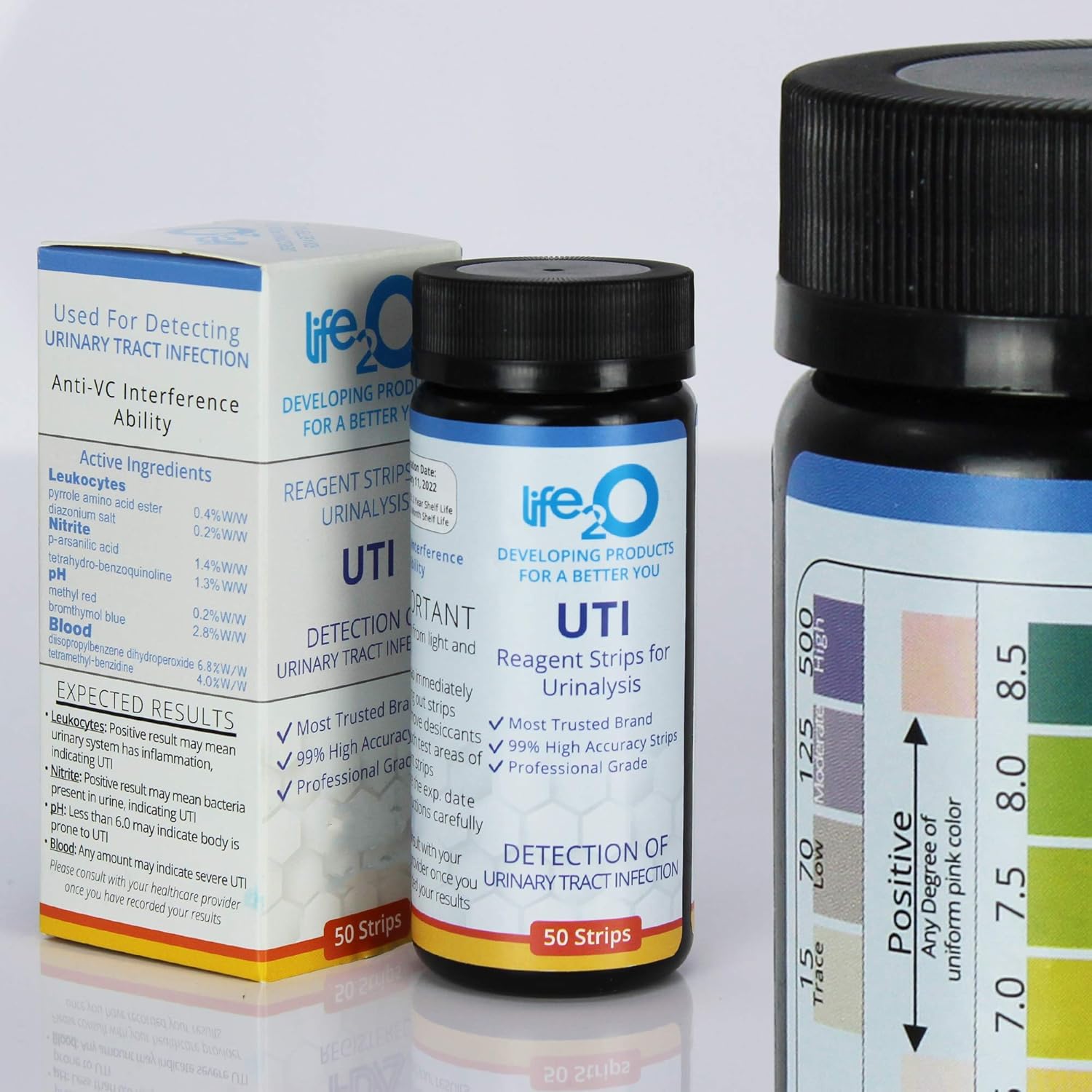 Complete 4-in-1 Urinary Tract Infection Test Strips 50ct, Urine Test Strips for Women, Leukocytes, Nitrite, pH and Blood Testing at Home, Medical Grade High Precision, Test Kit for UTI Treatment: Health & Personal Care