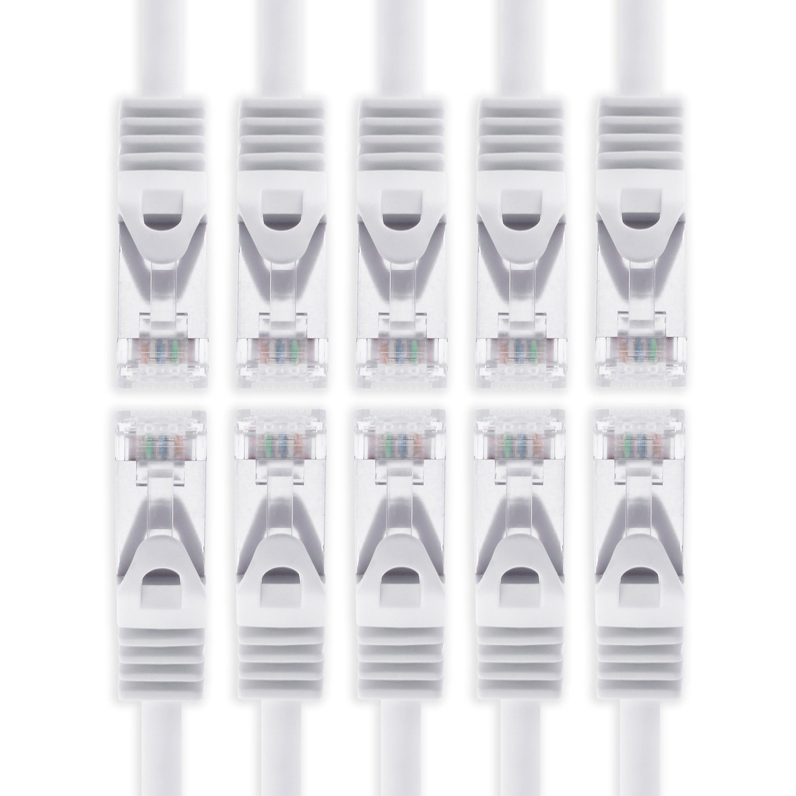 1aTTack.de 0.5m - white - 10 pieces CAT.7 network cable Sftp (raw cable) patch cable (SET) 10000Mbit/s - 500 MHz assembled with 2 RJ45 plugs Cat6a