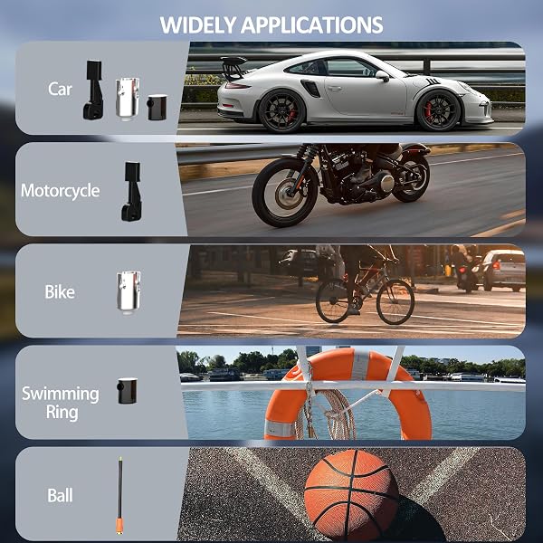 PORTABLE AIR COMPRESSOR TIRE INFLATOR, 160PSI 4X FASTER AIR PUMP WITH DIGITAL PRESSURE GAUGE & LED DISPLAY, AUTO SHUT-OFF FUNCTION FOR CAR, MOTORCYCLE, TRUCK, BIKE, BALL