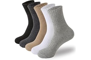 MOSOTECH 5 Pairs Wool Hiking Socks for Women Warm Winter Thermal Thick Cushioned Cozy Boot Work Soft Ladies Socks, Size 5-10