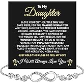 GLAVICY Daughter Infinity Heart Bracelet, Daughter Jewelry Gift From Mom or Dad with Message Card and Box Meaning