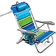 Homevative Backpack Fold-Up Beach Chair, 5 Positions, Towel bar, Cooler, Storage Pouch, Cup Holder and Phone Pocket