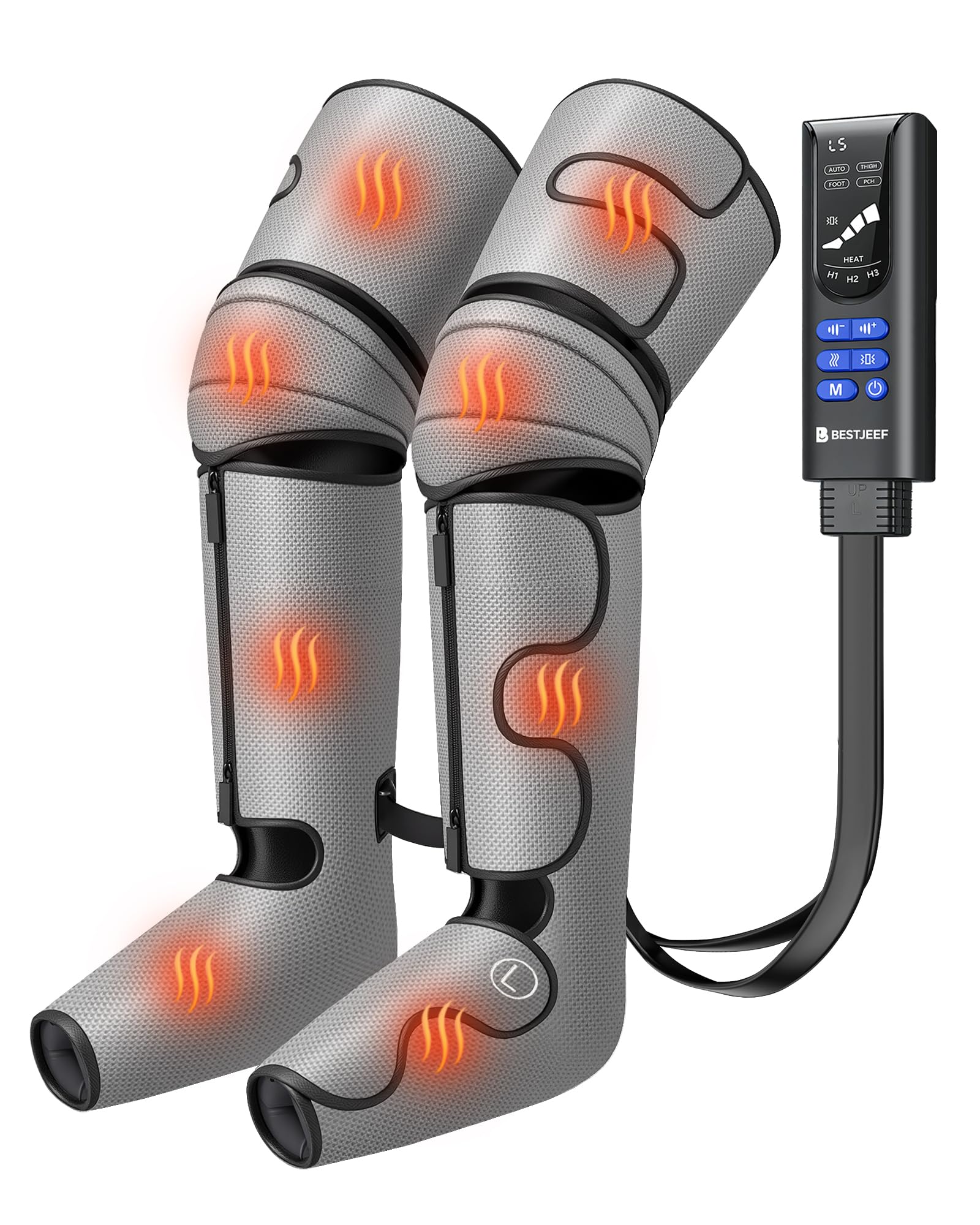 Photo 1 of BESTJEEF Air Compression Leg Massager with Heat : Leg Massager for Circulation and Pain Relief - Sequential Compression Boots with 9 Intensity, 4 Modes, 3 Heating, Vibration, for Men Women