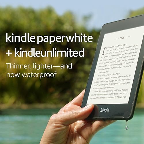 Kindle Paperwhite – Now Waterproof with more than 2x the Storage + Kindle Unlimited (with auto-renewal)