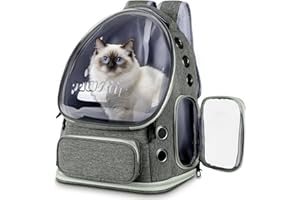 PAWSTRIP Cat Backpack Carrier with Bubble Window, Breathable & Foldable Pet Travel Carrier for Small Dogs and Cats, Airline-Approved for Hiking & Outdoor Use