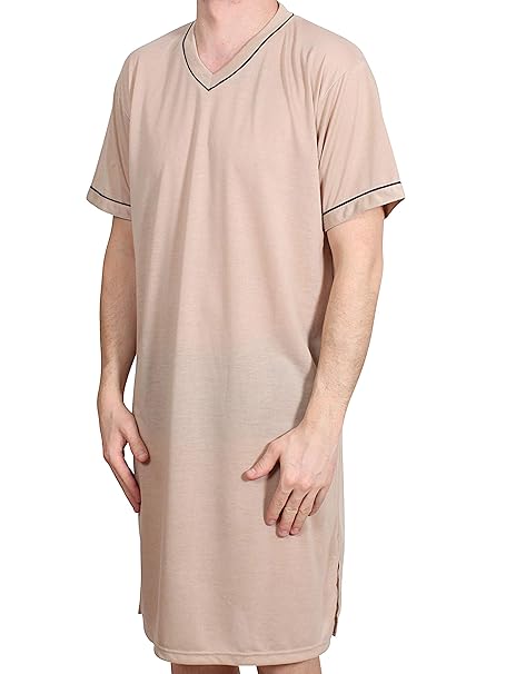 Herren Nachthemd KURZ UNIFARBEN Schlafanzug Pyjama Sleepshirt NACHTWÄSCHE Baumwolle GRÖSSE: L XL XXL XXXL