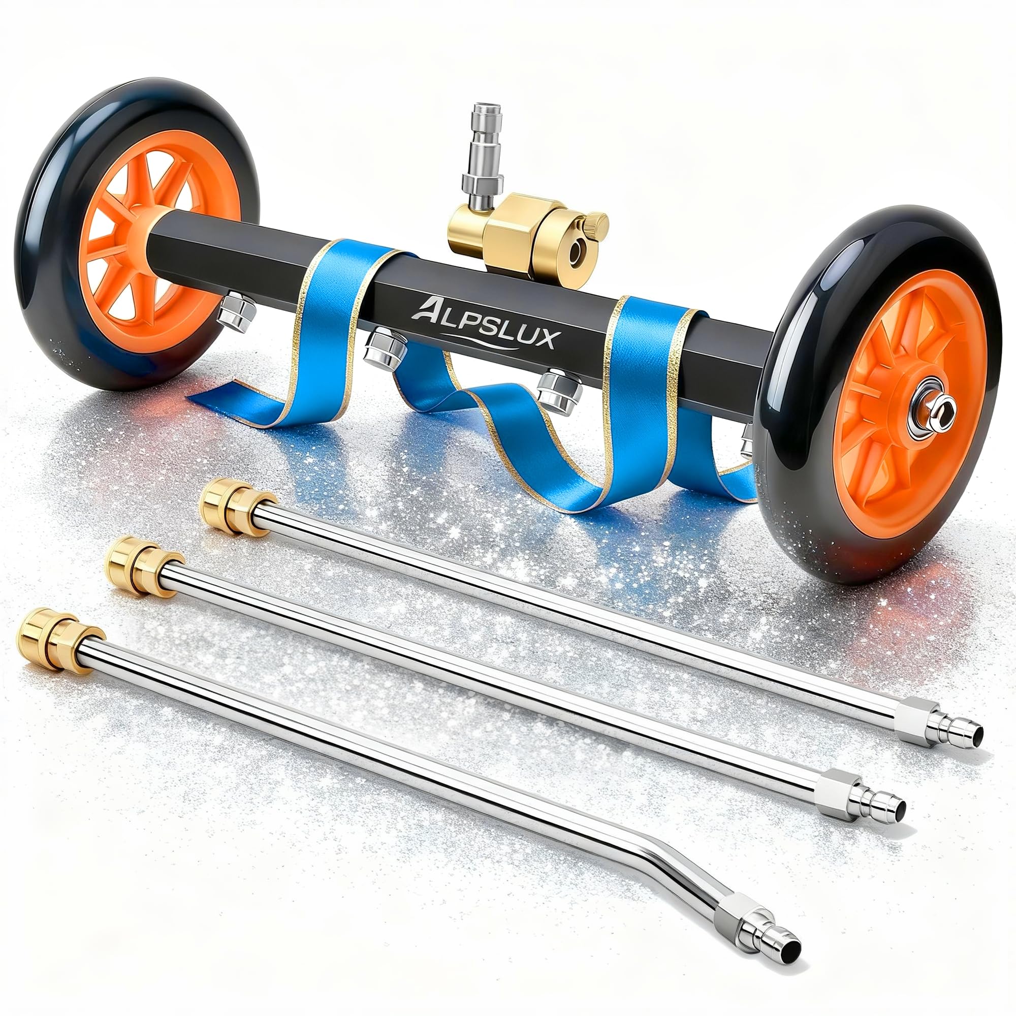 Photo 1 of Pressure Washer Accessories Undercarriage Pressure Washer, Undercarriage Cleaner Attachment, 16 Inch Water Broom, Pressure Washer Under Car Cleaner with 3 Extension Wands, 4000 PSI