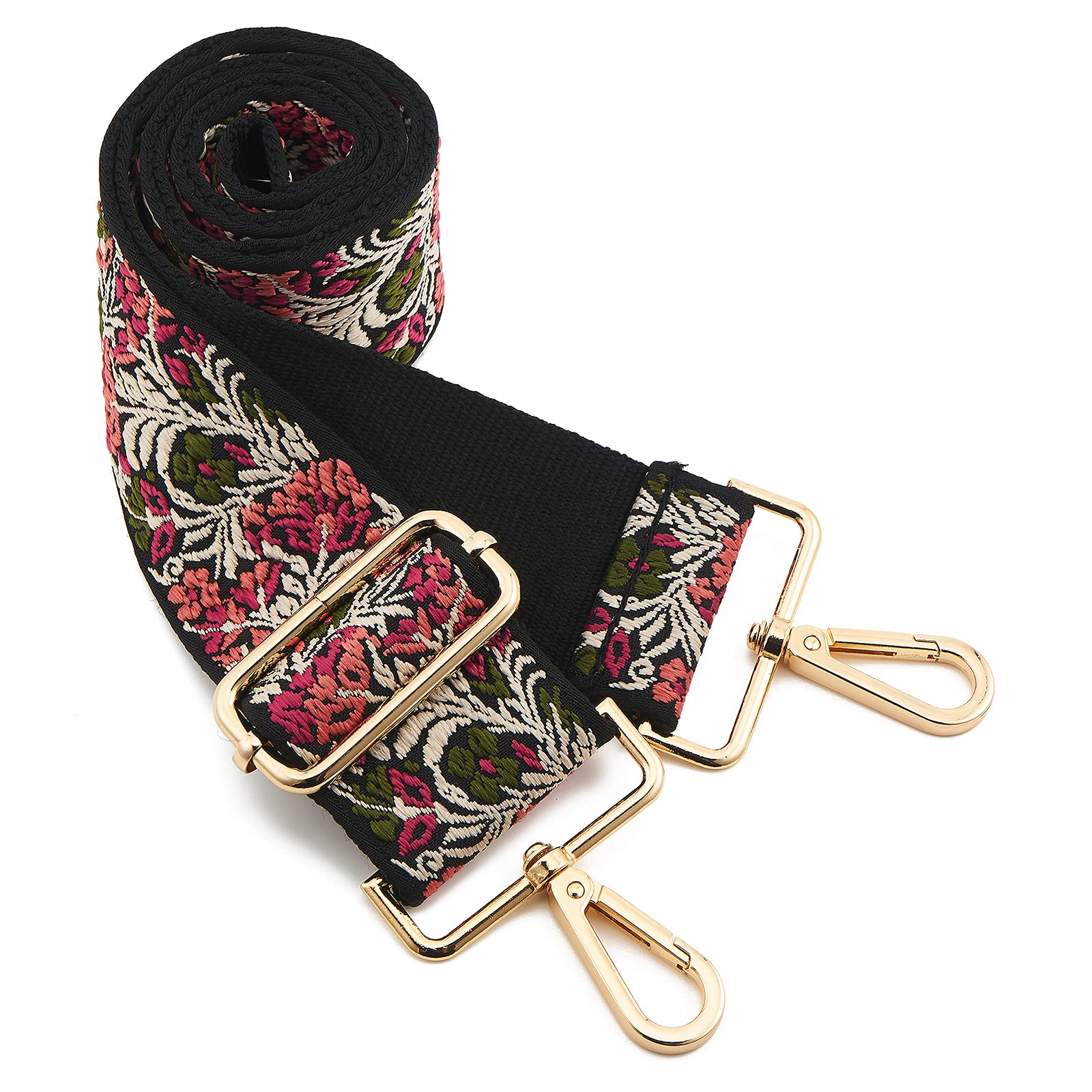 Wide Shoulder Strap Adjustable Replacement Belt Crossbody Canvas Bag Handbag((5CM) Embroider Flowers1)