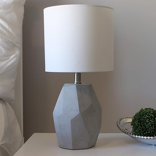 Grey White Concrete Table Lamp Geometric Pattern Coffee Tables