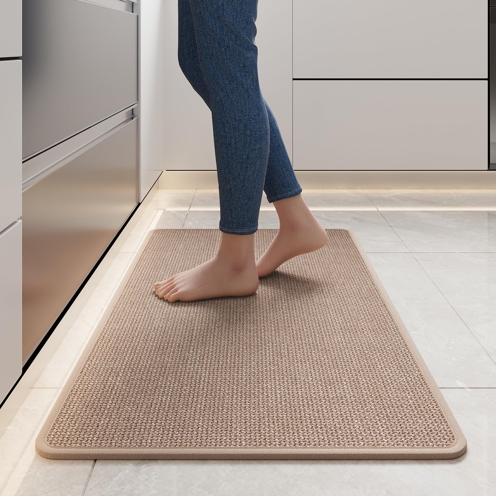 Photo 1 of YDKGL Kitchen Rugs and Mats Non Slip Washable, Absorbent Runner Rugs for Kitchen, Front of Sink, Kitchen Mats for Floor?Easy to Clean and Maintain Kitchen Floor mat(Brown, 17"x30")