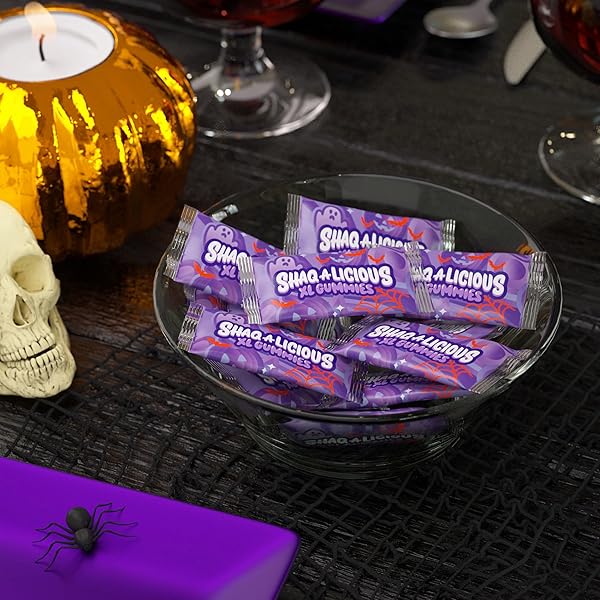 SHAQ-A-LICIOUS INDIVIDUALLY WRAPPED XL GUMMIES ORIGINAL FLAVOR SNACK SIZE, HALLOWEEN CHEWY CANDY BAG, 8.5 OZ