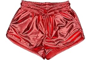 LAKIOLINS Girls Metallic Shorts Sparkle Hot Pants Shiny Dance Outfits Atletic Short Pants