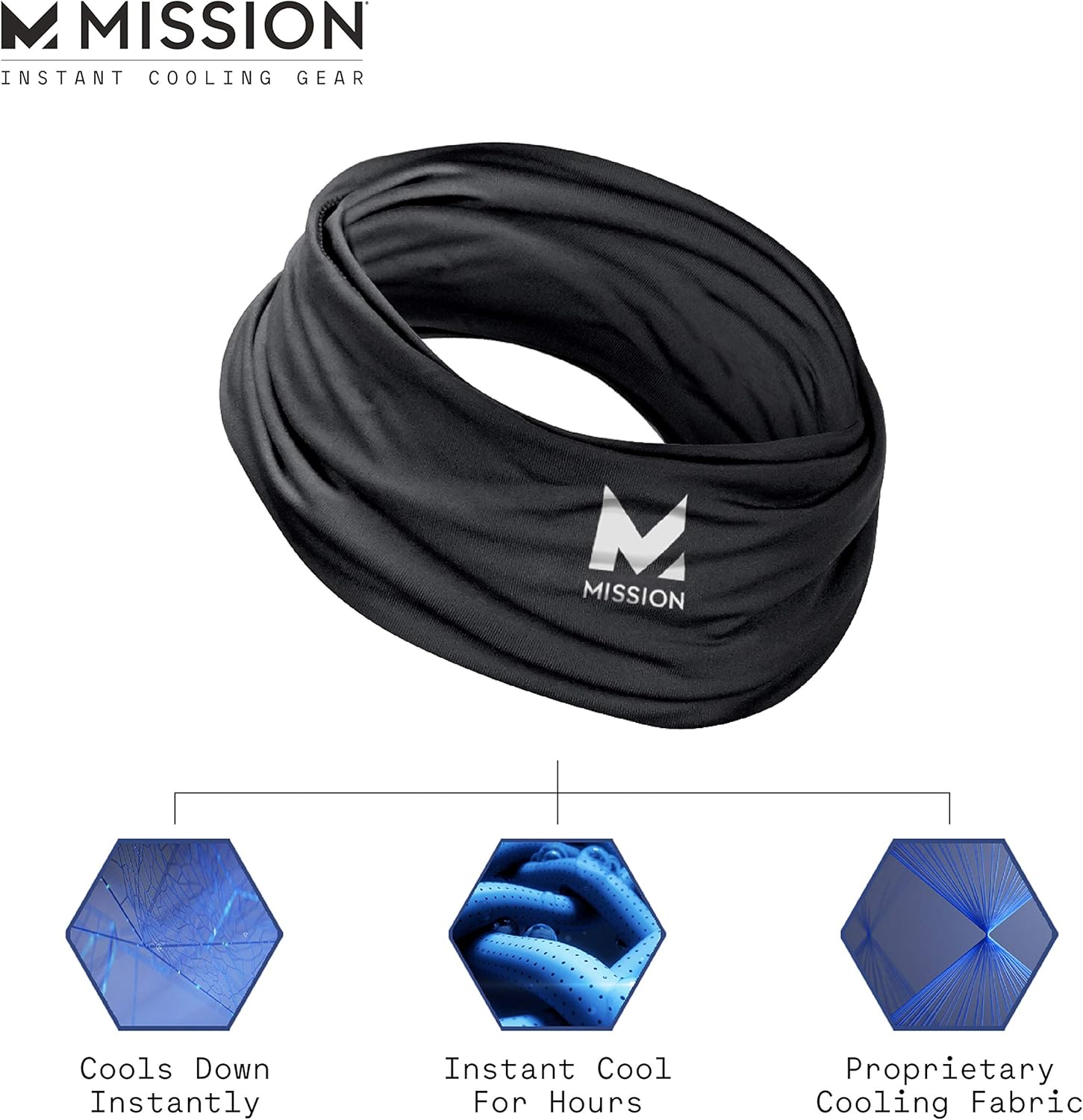 Mission Cooling Neck Gaiter Customize Your Coverage, Face Mask, Cools when Wet- Black: Clothing