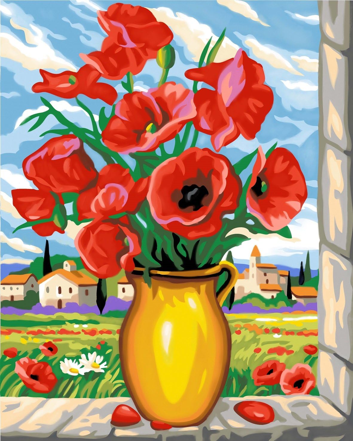 KSG Creative 8201103 Painting by Numbers Kit Poppy's in a Vase 40 x 50 Centimetres