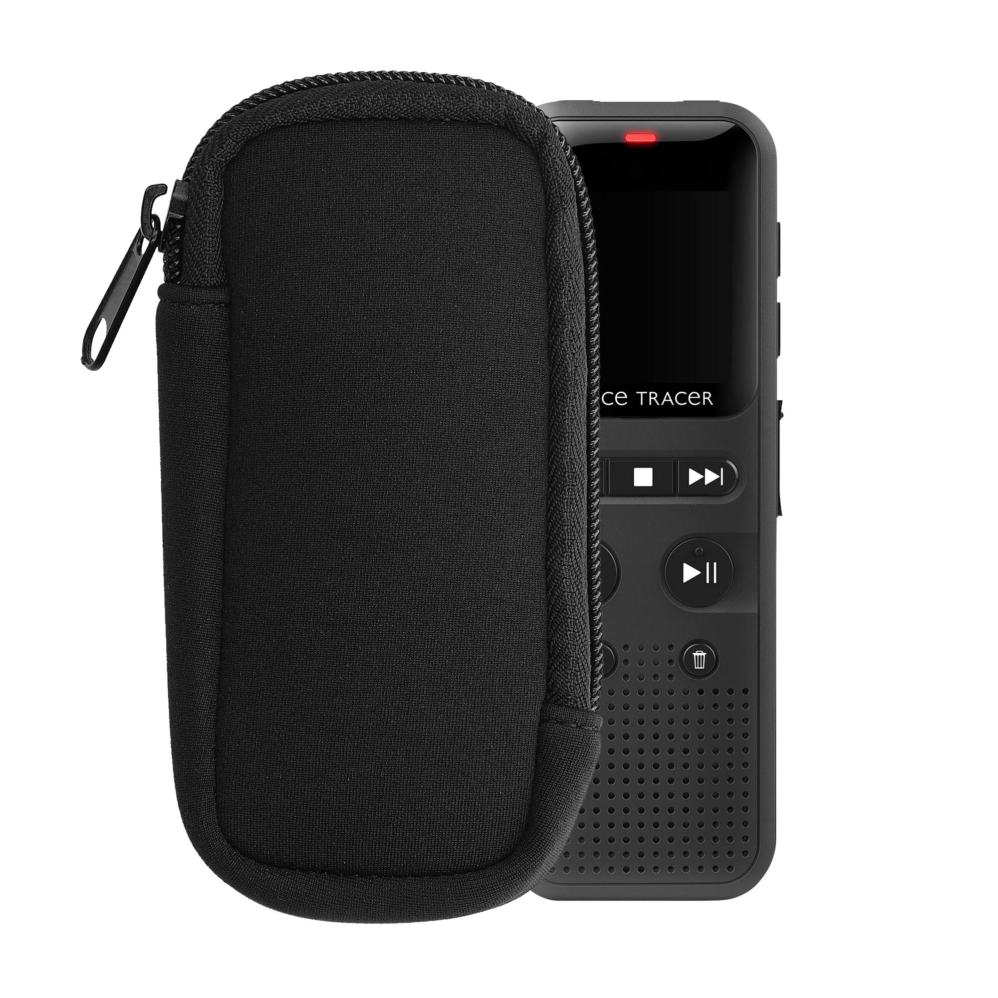 kwmobile Neoprene Voice Recorder Case Compatible with Universal Voice Recorder - Inside Size 11.5 x 4.5 cm - Black