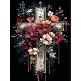 EIBEILI Cross Diamond Art Kits for Adults,Diamond Painting for Wall Decor | 5D Round Diamond Painting Kit - Sparkling Full Drill Design for Home Decor,Holiday Gifting,And Relaxing Crafting 12x16inch