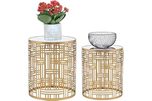 Joveco End Tables Set of 2- Coffee Tables Round Modern Nightstands Stools- Nesting Side Tables for Living Room Bedroom and Entryway
