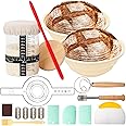 HOXHA Sourdough Starter Kit Bread Baking Supplies Bread Proofing Basket set of 2 9inch Round Bread Proofing Basket, 34Oz Sourdough Starter Jar